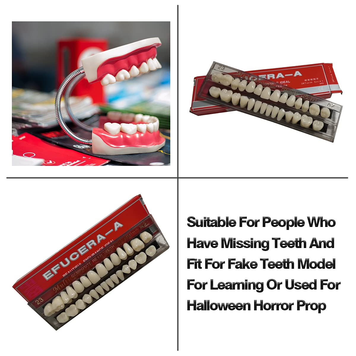 Dental Synthetic Acrylic Resin Tooth Denture False Teeth Upper Lower A2 A3 Color