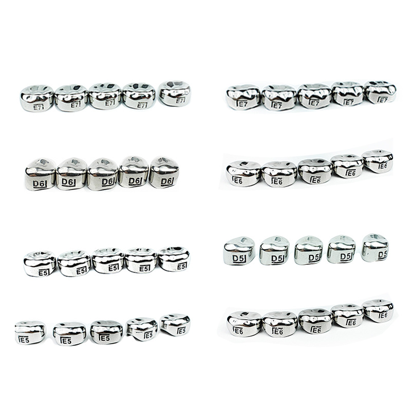 5Pcs Dental D Primary E Molar Kids Crowns Stainless Steel Primary Crown Pediatric