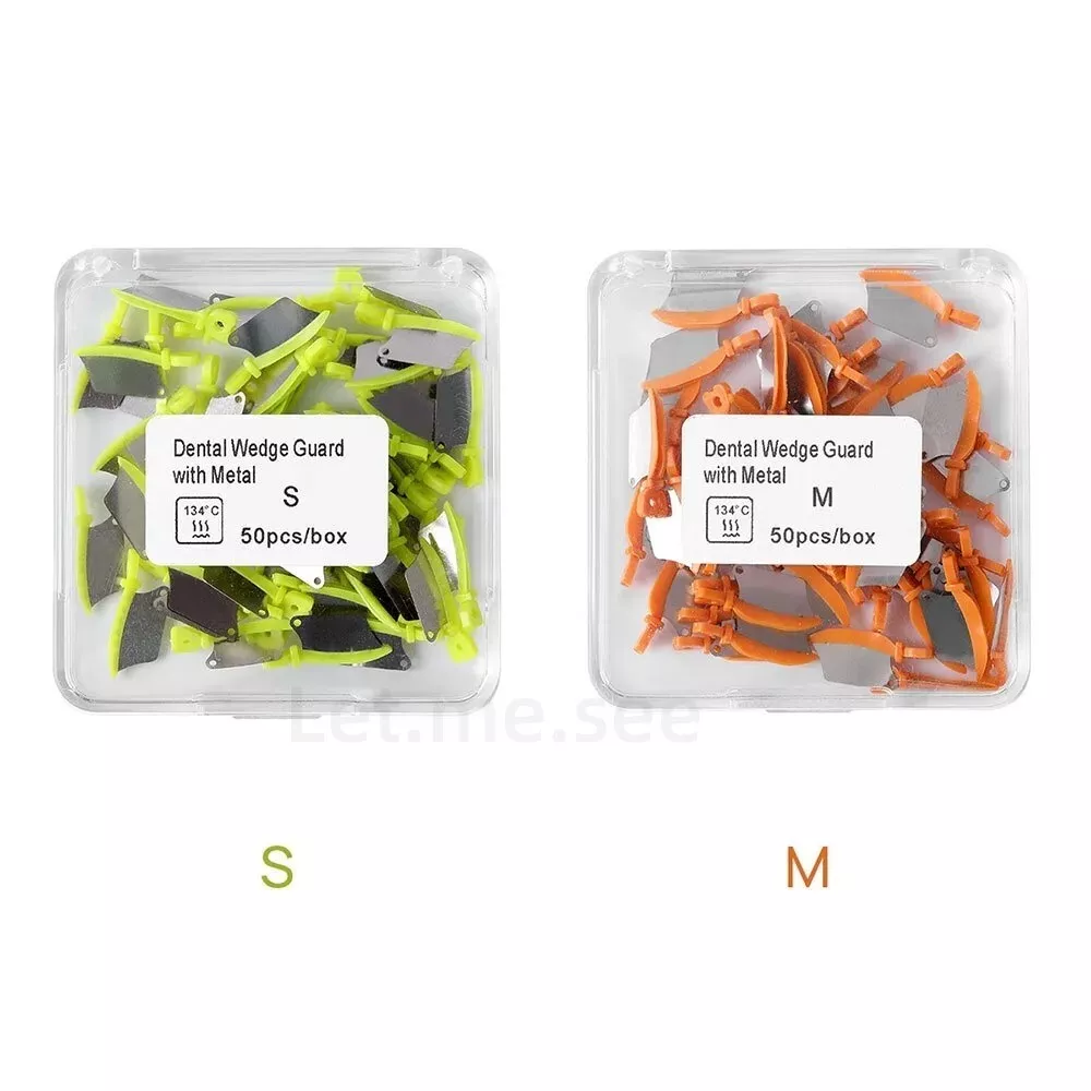 Dental Interproximal Wedges with Metal Matrix Blade Guard | 134°C Autoclavable Fender Wedge Kit, L/M/S Sizes