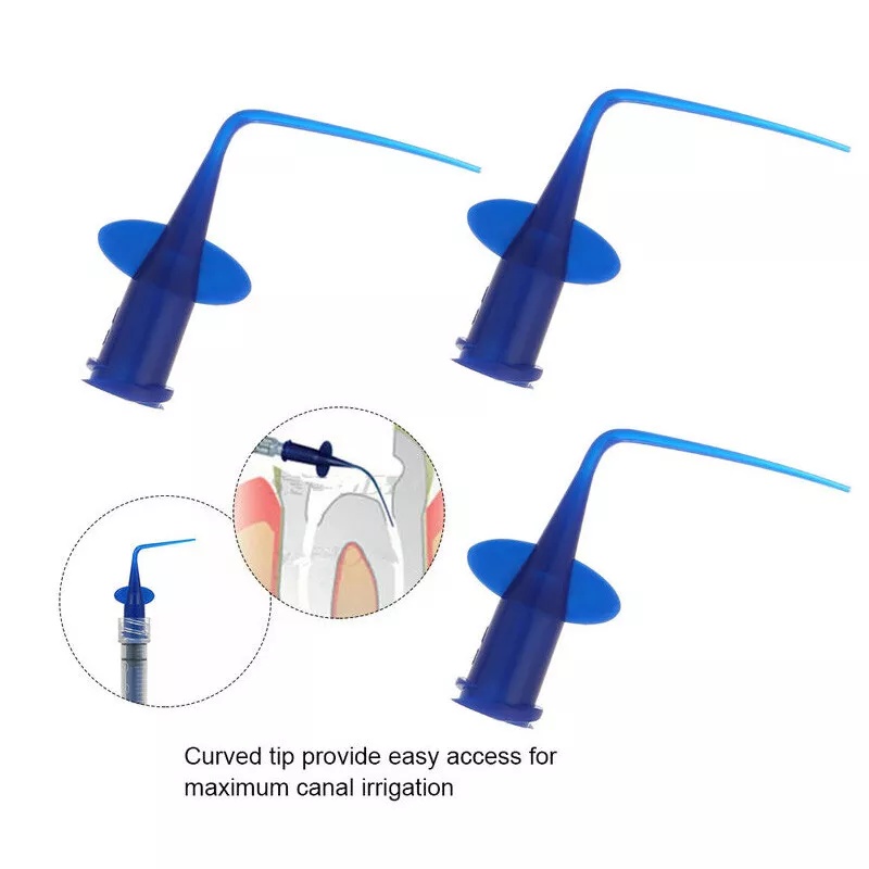100Pcs Dental Endo Irrigation Tips, Disposable Root Canal Rinsing Side-Vented Syringe Needle Tips, 0.25/0.35mm