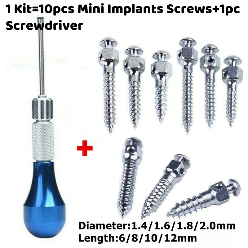 13Pcs Dental Orthodontic Mini Implants Micro Screw Self Drilling+1Pc Screwdriver