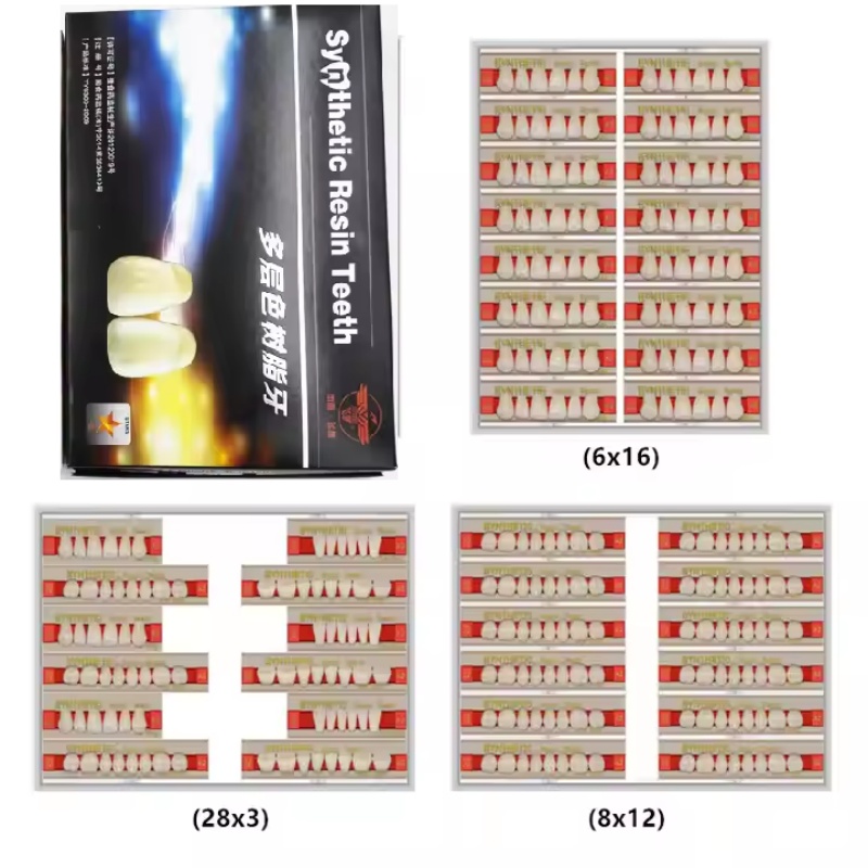 Dental Synthetic Resin Teeth for DIY Dentures | False Teeth Shade A1 A2 A3 Upper Lower Rows for Teeth Replacement