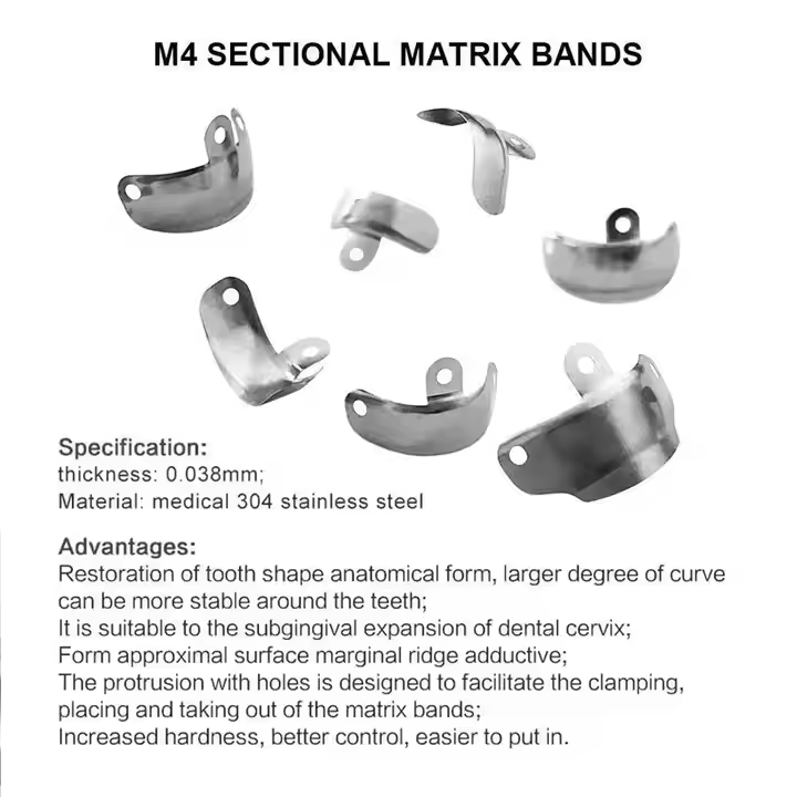 50x Dental Matrix Bands Ring Sectional Matrice Clamp Fit Palodent V3 Metal Band