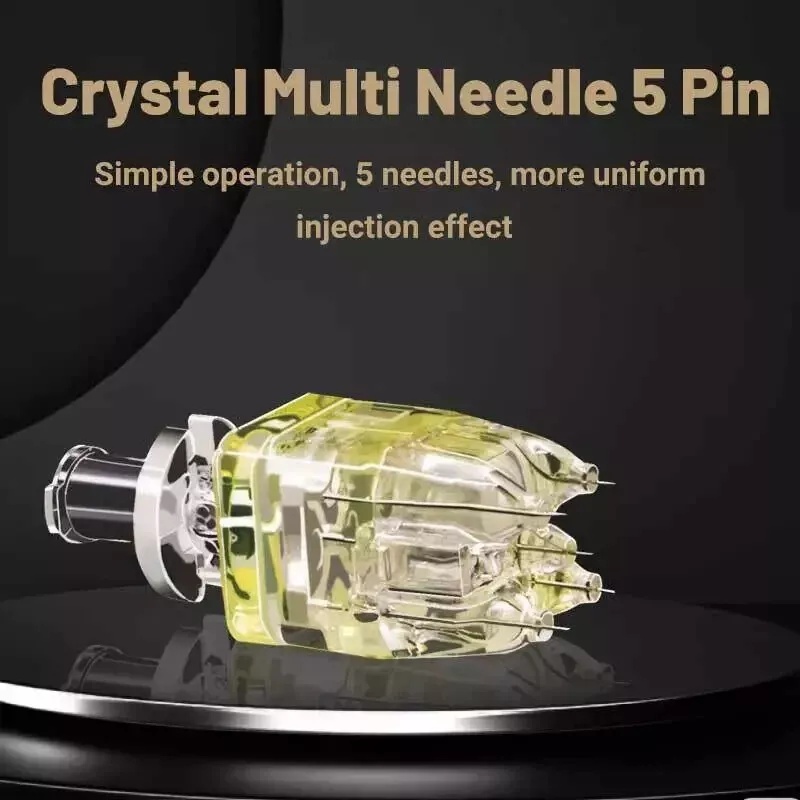 5Pin Crystal Multi Needle Replace Tips | Sterile Injector Cartridge for Facial Hydration Skin Care Device