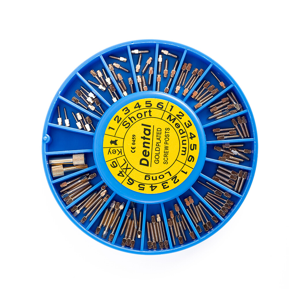 120Pcs Dental Screw Post Kit Gold & Silver Plated Titanium Conical Root Canal Pins for Core Reconstruction