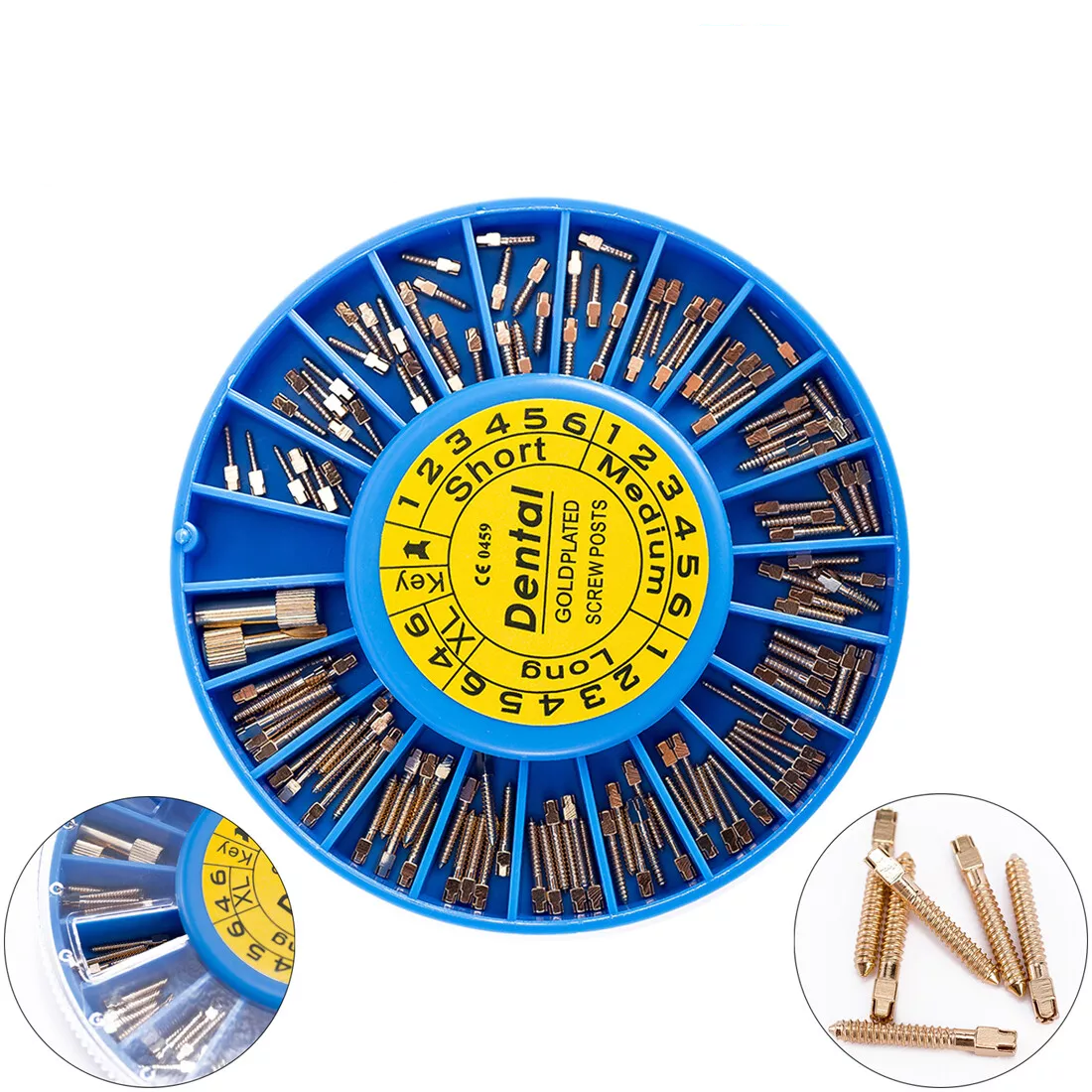 120Pcs Dental Screw Post Kit Gold & Silver Plated Titanium Conical Root Canal Pins for Core Reconstruction