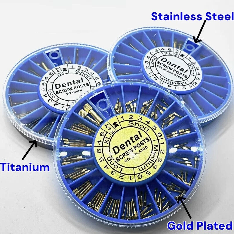 120pcs Dental Screw Post Gold/Silver Plated Titanium Kit Conical Root Canal Pins