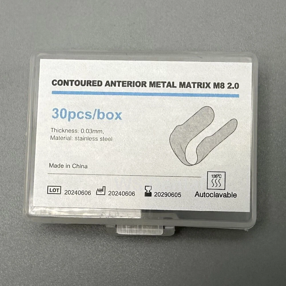 30pcs Dental Contoured Anterior Matrix Sectional System Metal Matrices Bands