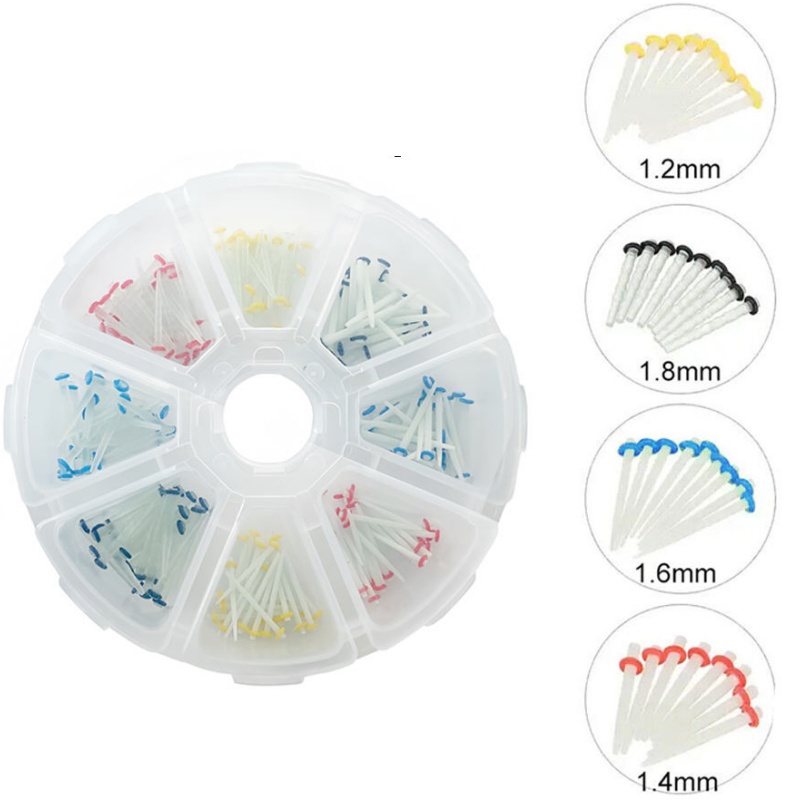 200Pcs Dental Fiber Post Resin Restorative Kit | Quartz Glass Teeth Posts 1.2mm 1.4mm 1.6mm 1.8mm for Dentist