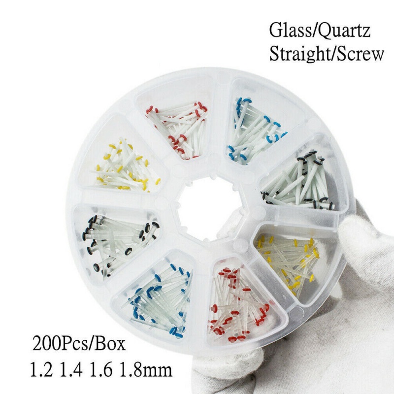 200Pcs Dental Fiber Post Resin Restorative Kit | Quartz Glass Teeth Posts 1.2mm 1.4mm 1.6mm 1.8mm for Dentist