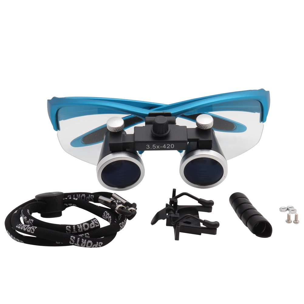 Dental Surgical Binocular Loupes with 5W LED Head Light, Magnifier Glasses 2.5X 3.5X Magnification Kit