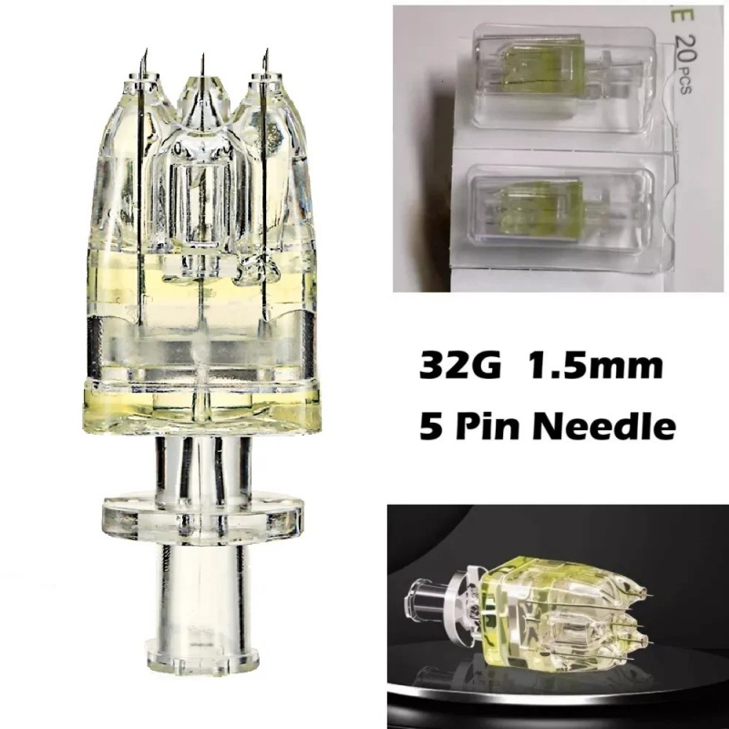 5Pin Crystal Multi Needle Replace Tips | Sterile Injector Cartridge for Facial Hydration Skin Care Device