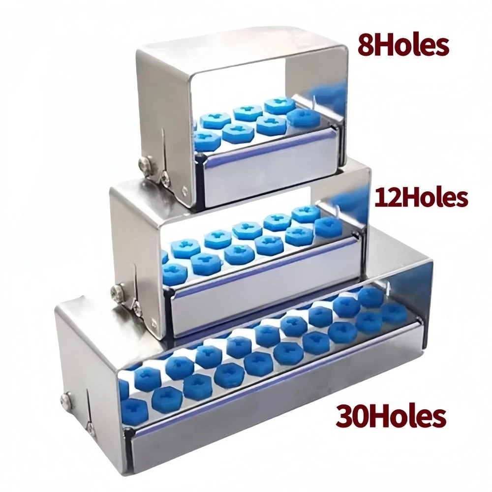 8/12/30Hole Bur Dental Burs Disinfection Autoclave Stand Holder Block Case Steel