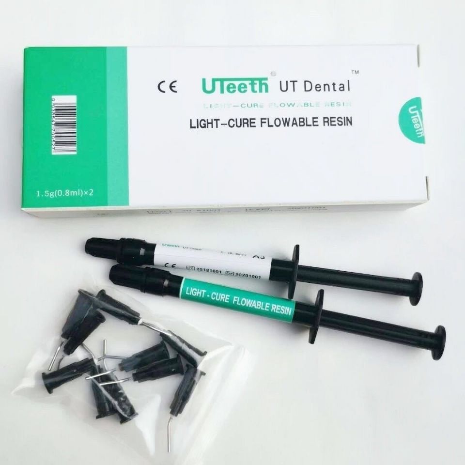 Dental Composite Light Cure Flowable Resin 2 Syringe+10 Tips Kit A1 A2 A3 Color