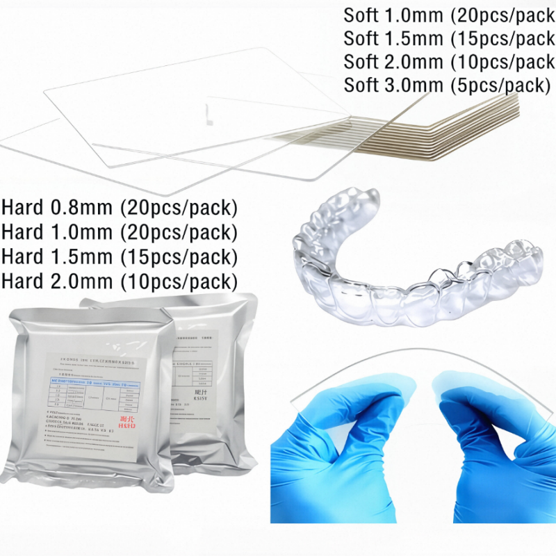 Dental Lab Thermoforming Material, Vacuum Forming Splint Sheets Hard/Soft for Orthodontic Retainer Night Guard