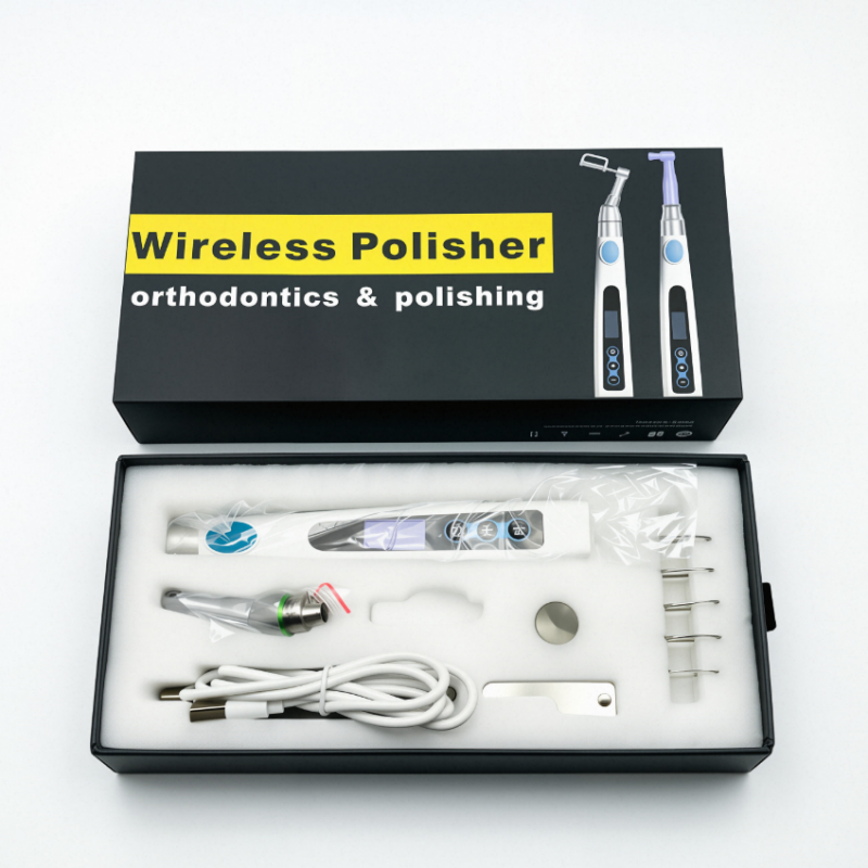Dental Electric Wireless Polisher IPR System Ruler Prophy Angles Disc Handpiece