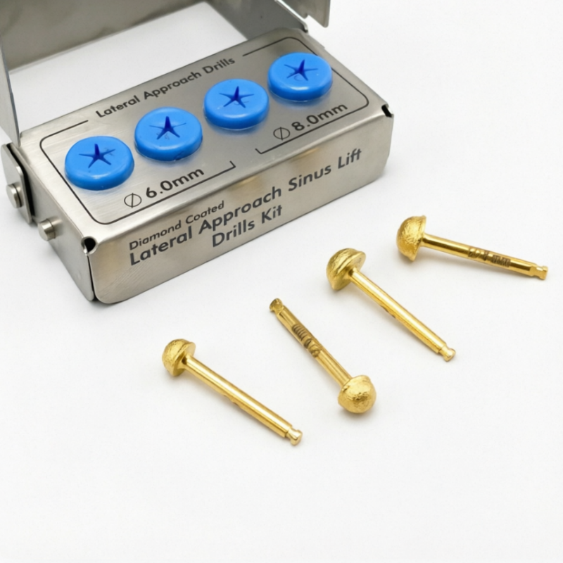 Dental Lateral Approach Drill Kit Sinus Lift Membrane Diamond Coated Burs 6mm 8mm