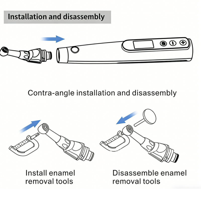 Dental Electric Wireless Polisher IPR System Ruler Prophy Angles Disc Handpiece