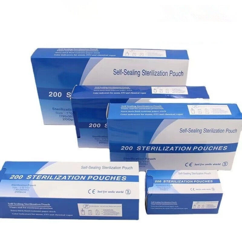 Self Sealing Sterilization Pouch Bags Disposable Dental Sterile Bags Pouches 8 Sizes