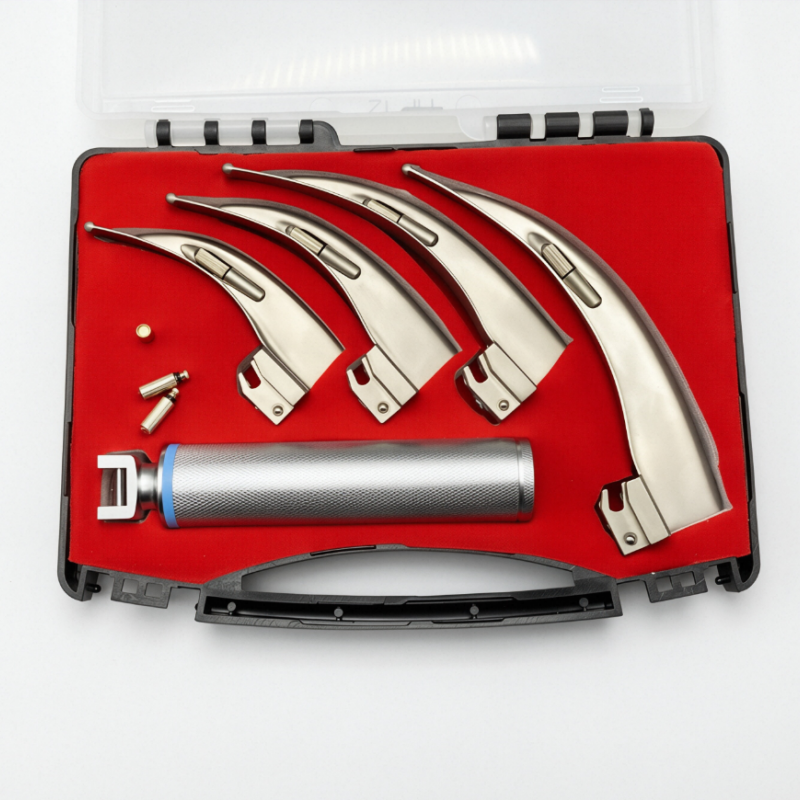 Dental Anesthesia Laryngoscope Kit, Adult Fiber Optic Intubation Set with Bright LED Light Blades Handles