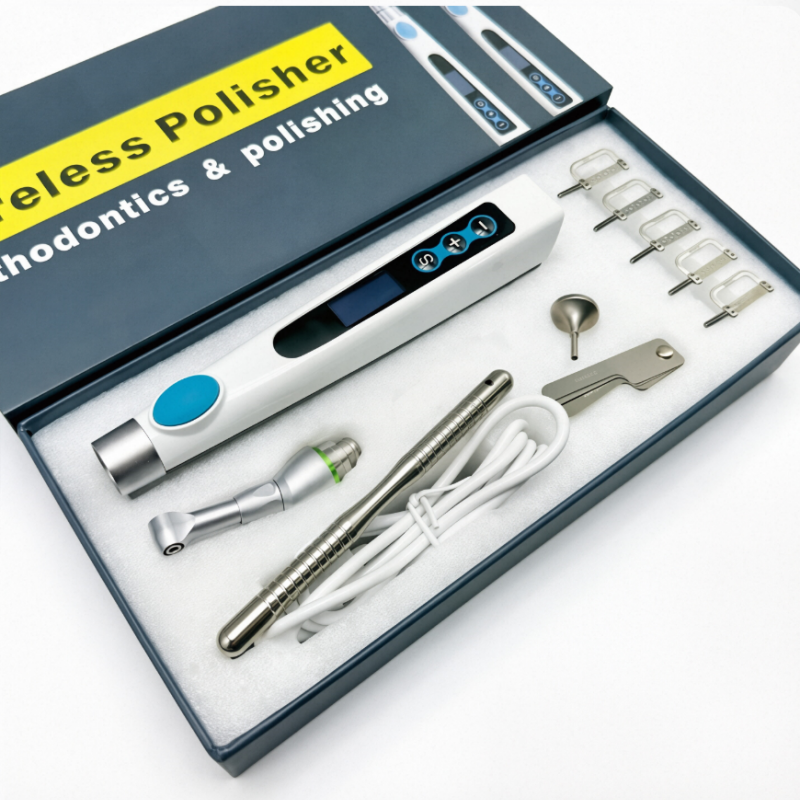 Dental Electric Wireless Polisher IPR System Ruler Prophy Angles Disc Handpiece