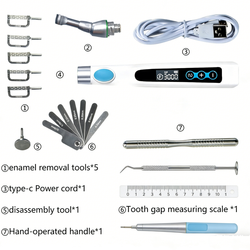 Dental Electric Wireless Polisher IPR System Ruler Prophy Angles Disc Handpiece