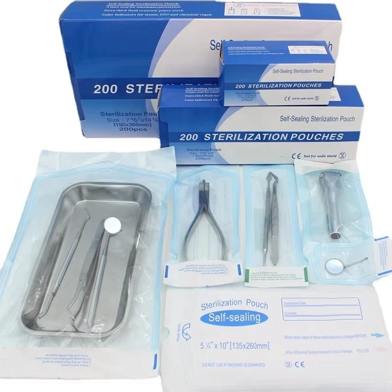 Self Sealing Sterilization Pouch Bags Disposable Dental Sterile Bags Pouches 8 Sizes