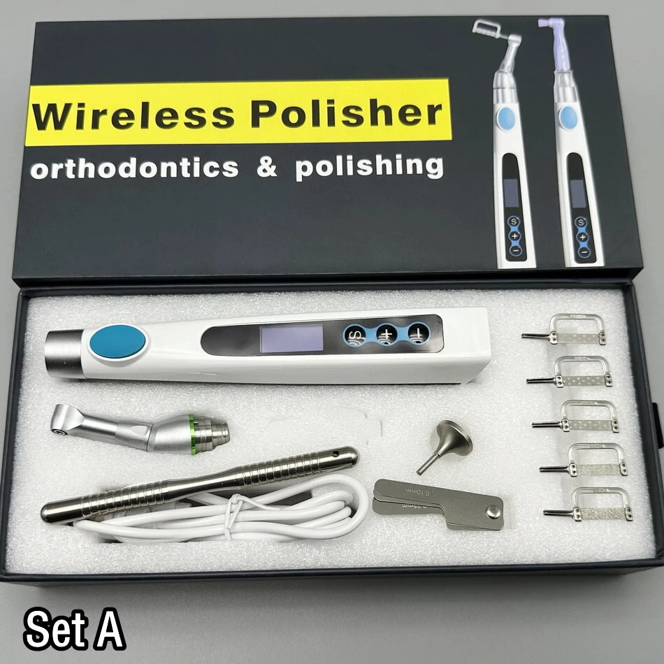 Dental Electric Wireless Polisher IPR System Ruler Prophy Angles Disc Handpiece