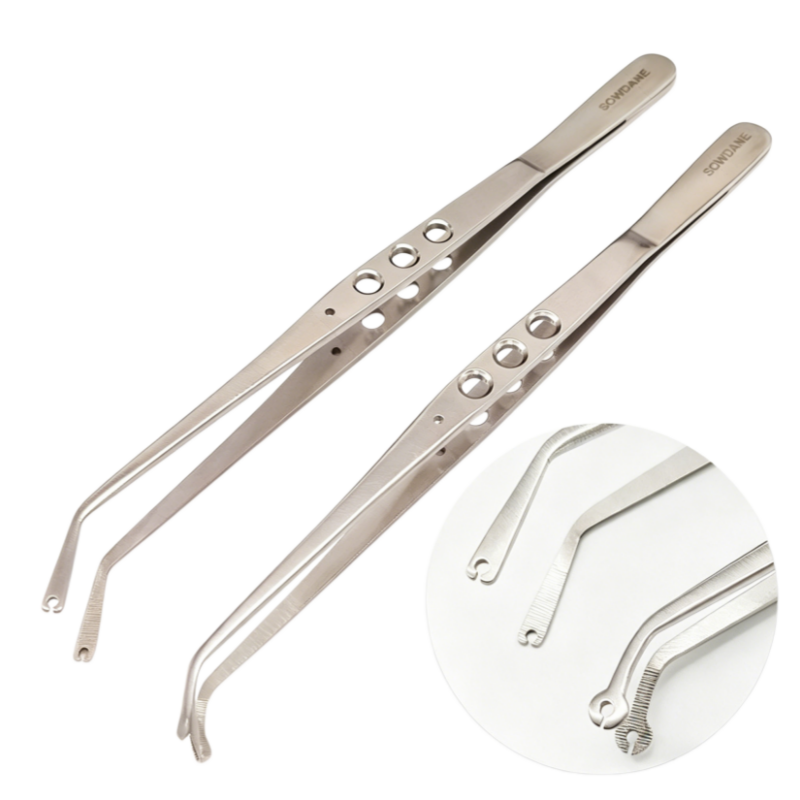 Dental Suture Forceps Stainless Steel Tissue Grasping Forceps for Implant Surgery Round and Square tip