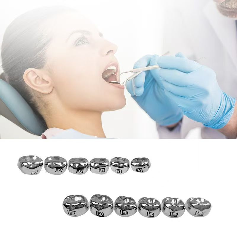 5Pcs Dental D Primary E Molar Kids Crowns Stainless Steel Primary Crown Pediatric