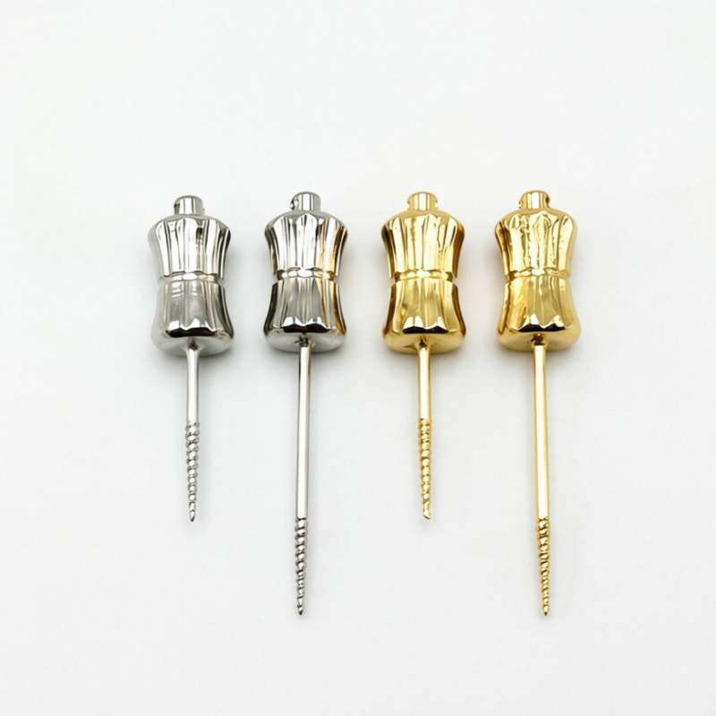 Dental Manual Broken Root Extractor Set – Apical Root Fragment Drills, Long & Short 17/26mm, Stainless Steel