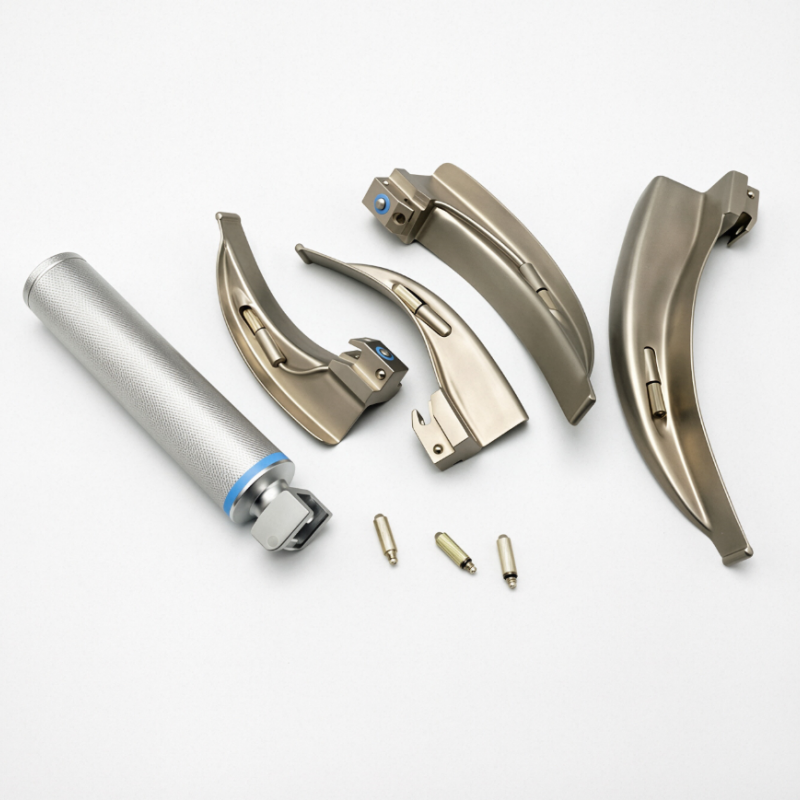 Dental Anesthesia Laryngoscope Kit, Adult Fiber Optic Intubation Set with Bright LED Light Blades Handles