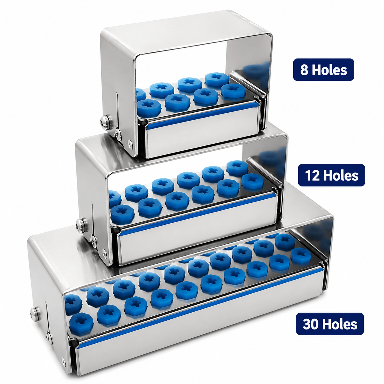 8/12/30Hole Bur Dental Burs Disinfection Autoclave Stand Holder Block Case Steel