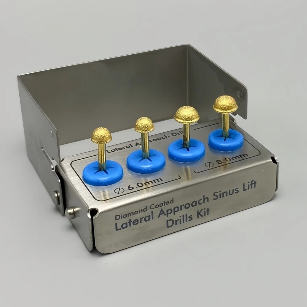 Dental Lateral Approach Drill Kit Sinus Lift Membrane Diamond Coated Burs 6mm 8mm
