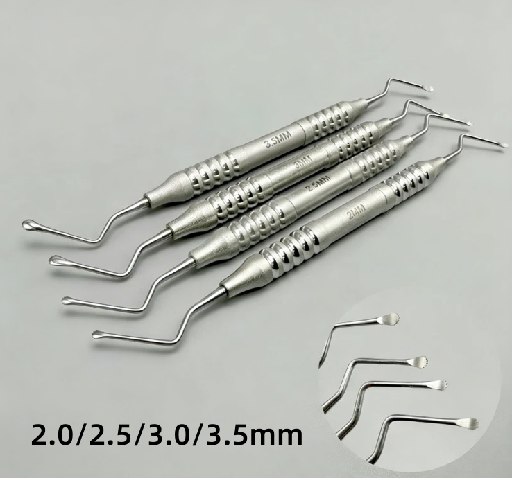 Periodontal Lucas Bone Curettes Serrated Dental Surgical Jagged Spoon Instrument 2.0mm 2.5mm 3.0mm 3.5mm