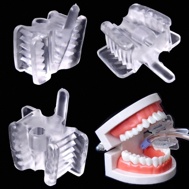 Dental Mouth Opener 10Pcs, Silicone Bite Block with Saliva Ejector Hole, Cheek Retractor Prop, L/S