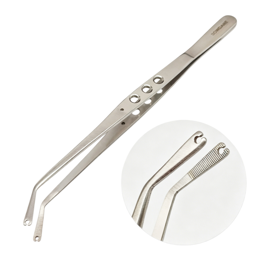 Dental Suture Forceps Stainless Steel Tissue Grasping Forceps for Implant Surgery Round and Square tip