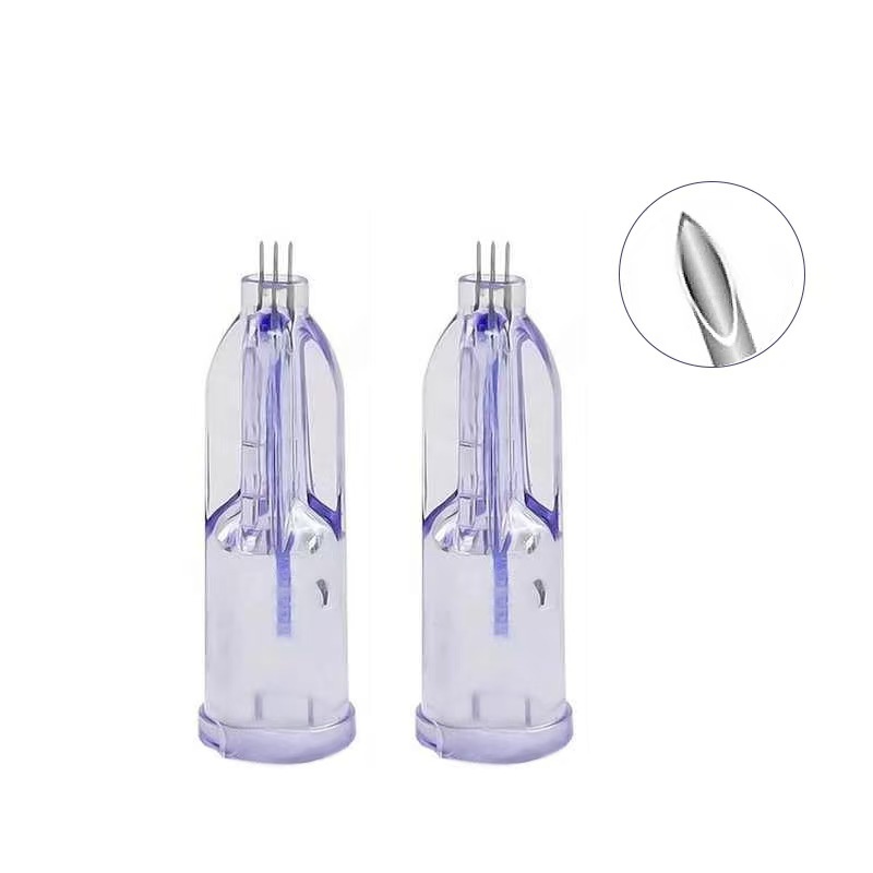 20Pcs Crystal 3Pin Micro Needle Tips 34G Three Needles Cartridge for Around Eyes & Neck Anti-Aging Care