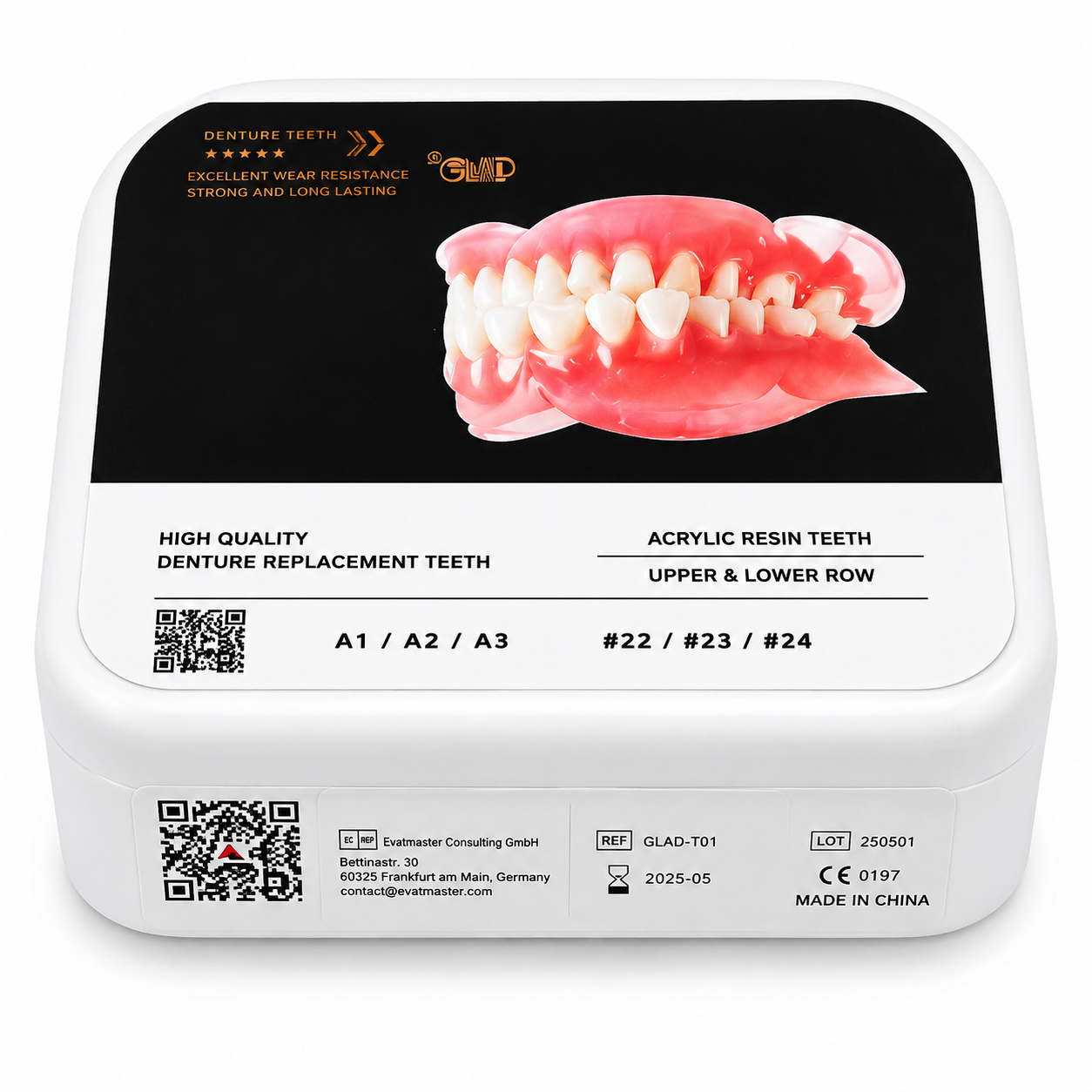 CAIYU Dental Acrylic Resin Teeth for DIY Dentures | False Teeth Shade A1 A2 A3 Upper Lower Row Replacement