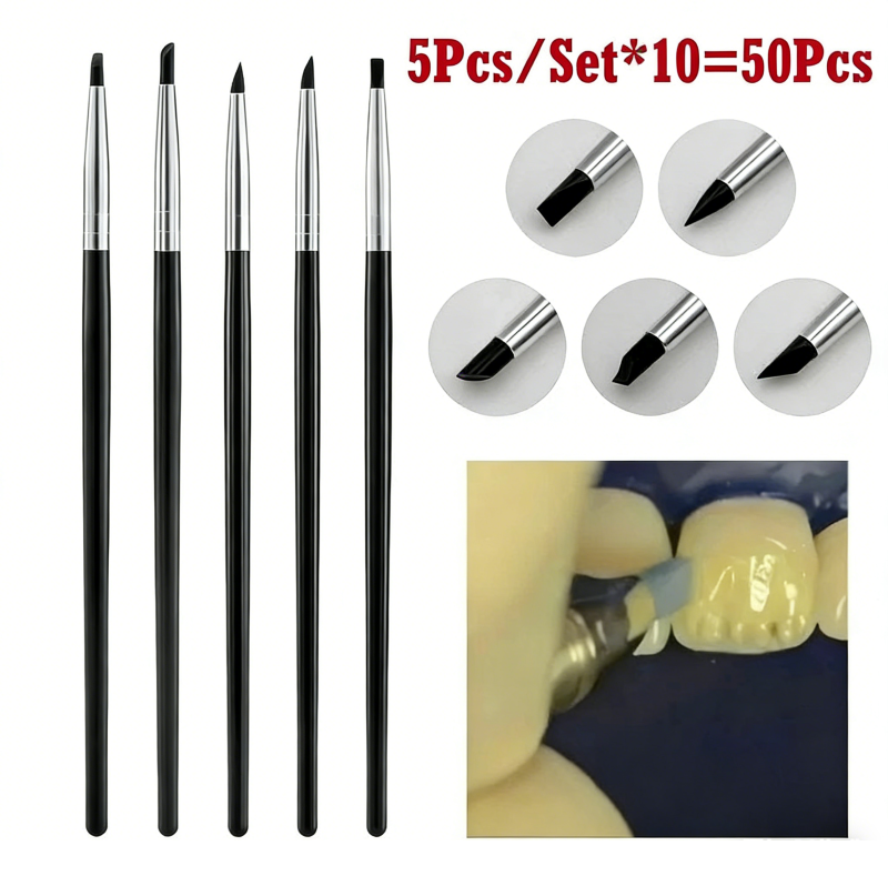 50pcs Dental Silicone Brush Pen For Composite Cement Adhesive Porcelain Teeth