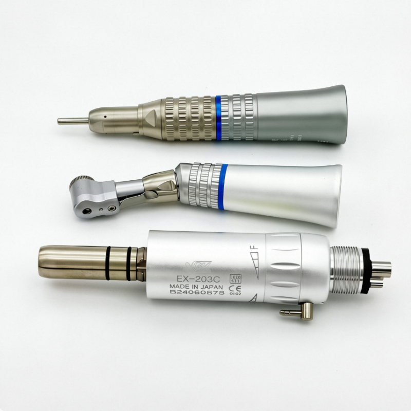 NSK Style Dental Low Speed Handpiece Kit, E-Type 4-Hole EX-203C Air Motor Straight Contra Angle Set