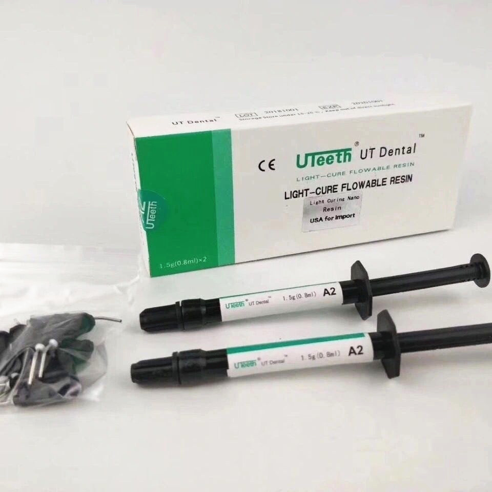 Dental Composite Light Cure Flowable Resin 2 Syringe+10 Tips Kit A1 A2 A3 Color