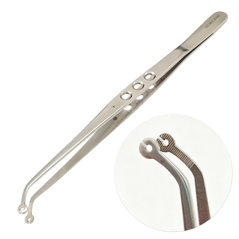 Dental Suture Forceps Stainless Steel Tissue Grasping Forceps for Implant Surgery Round and Square tip