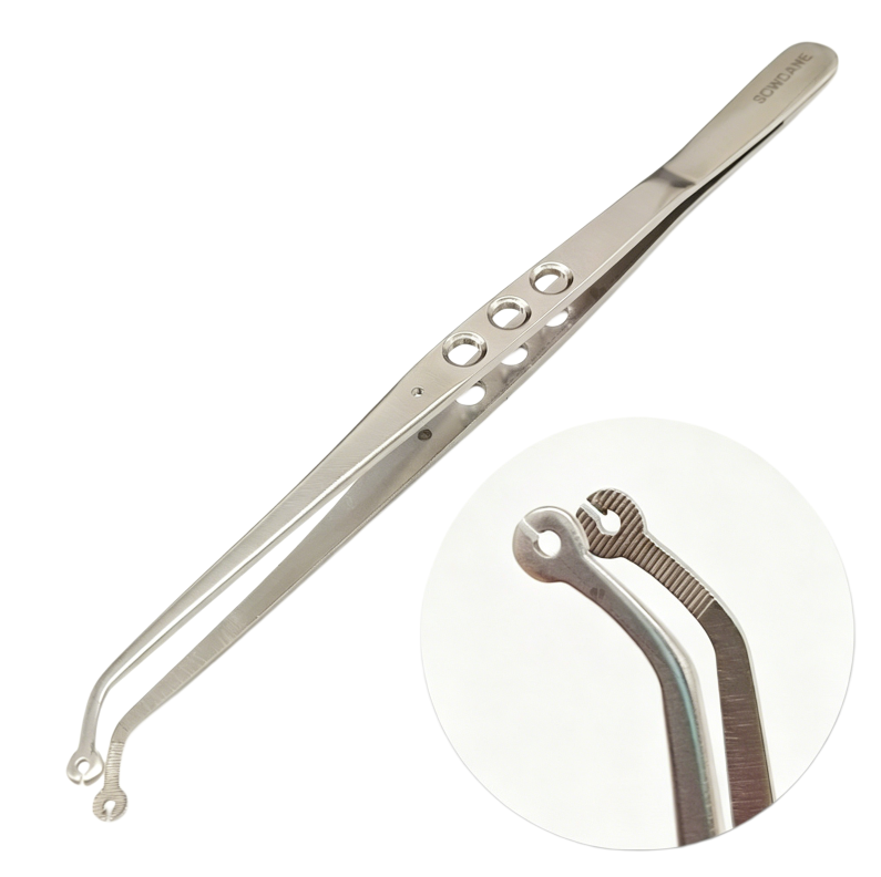 Dental Suture Forceps Stainless Steel Tissue Grasping Forceps for Implant Surgery Round and Square tip