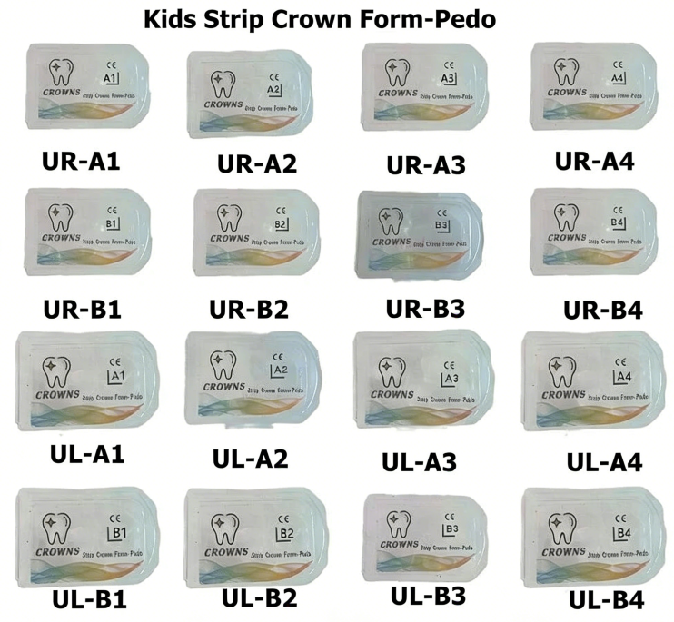 5pcs Dental Strip Crown Kids Form-Pedo Resin Pediatric Deciduous Anterior Crowns
