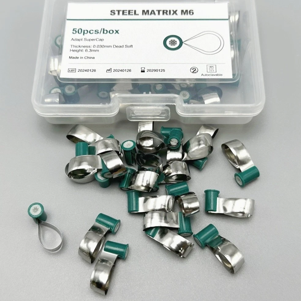 50Pcs Adapt SuperCap Dental Reel Matrix Bands Matrices Thickness 0.03/0.038mm