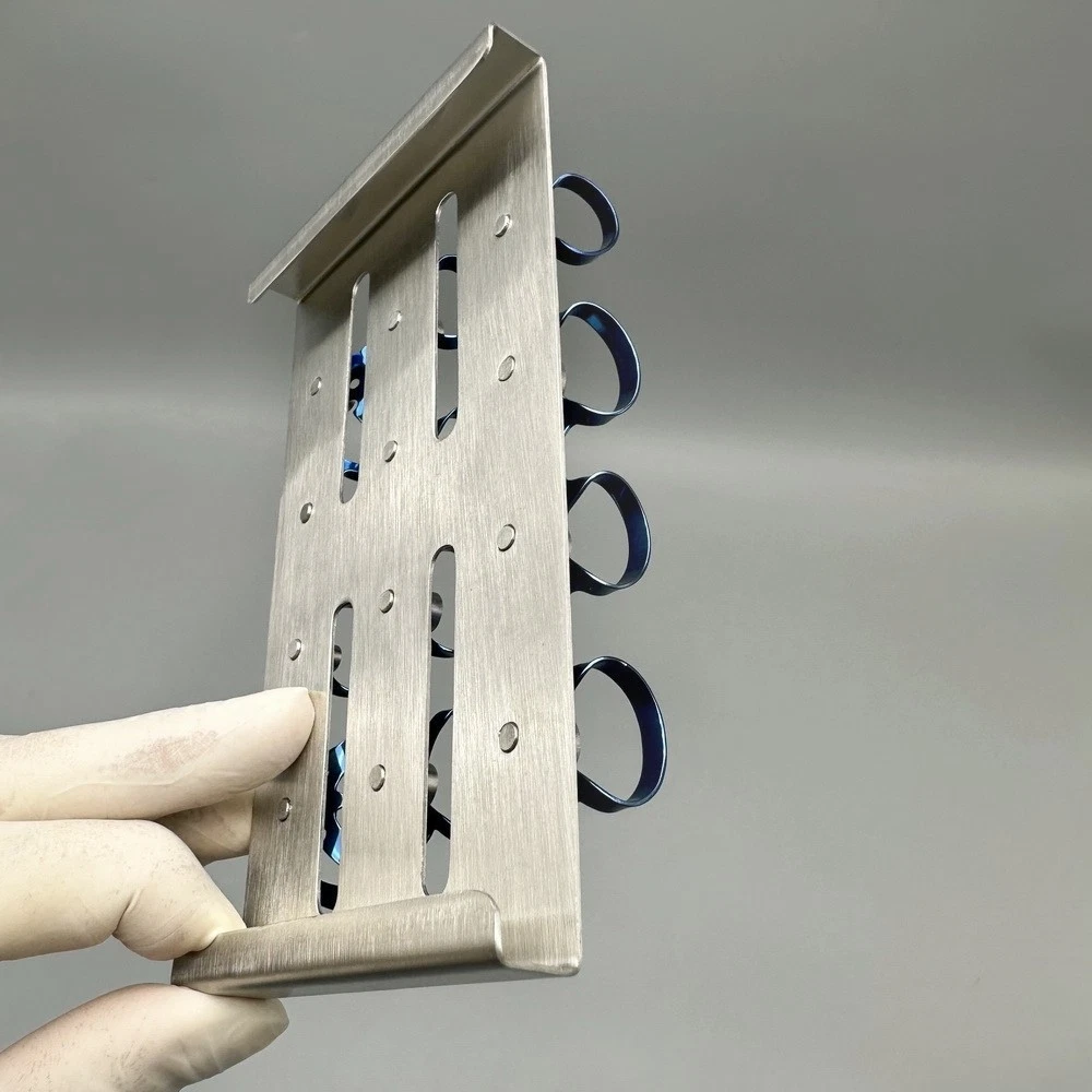 13Pcs/Kit Endodontic Rubber Dam Clamp Blue Dental Instruments With Tray Holder