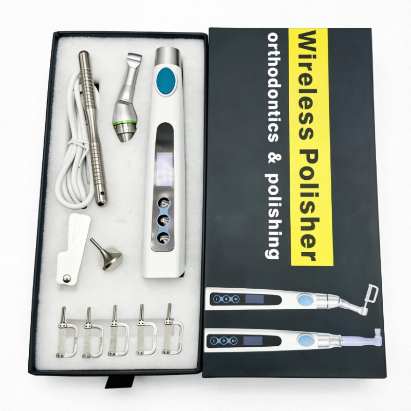 Dental Electric Wireless Polisher IPR System Ruler Prophy Angles Disc Handpiece