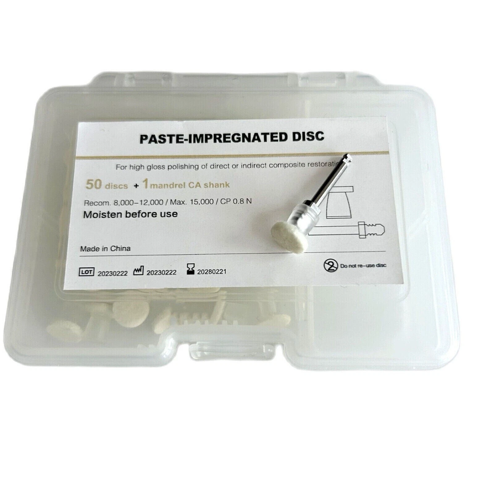 50Pcs/Box Dental Composite Polishing Paste Impregnated Disc Kit Finishing Discs w Mandrel