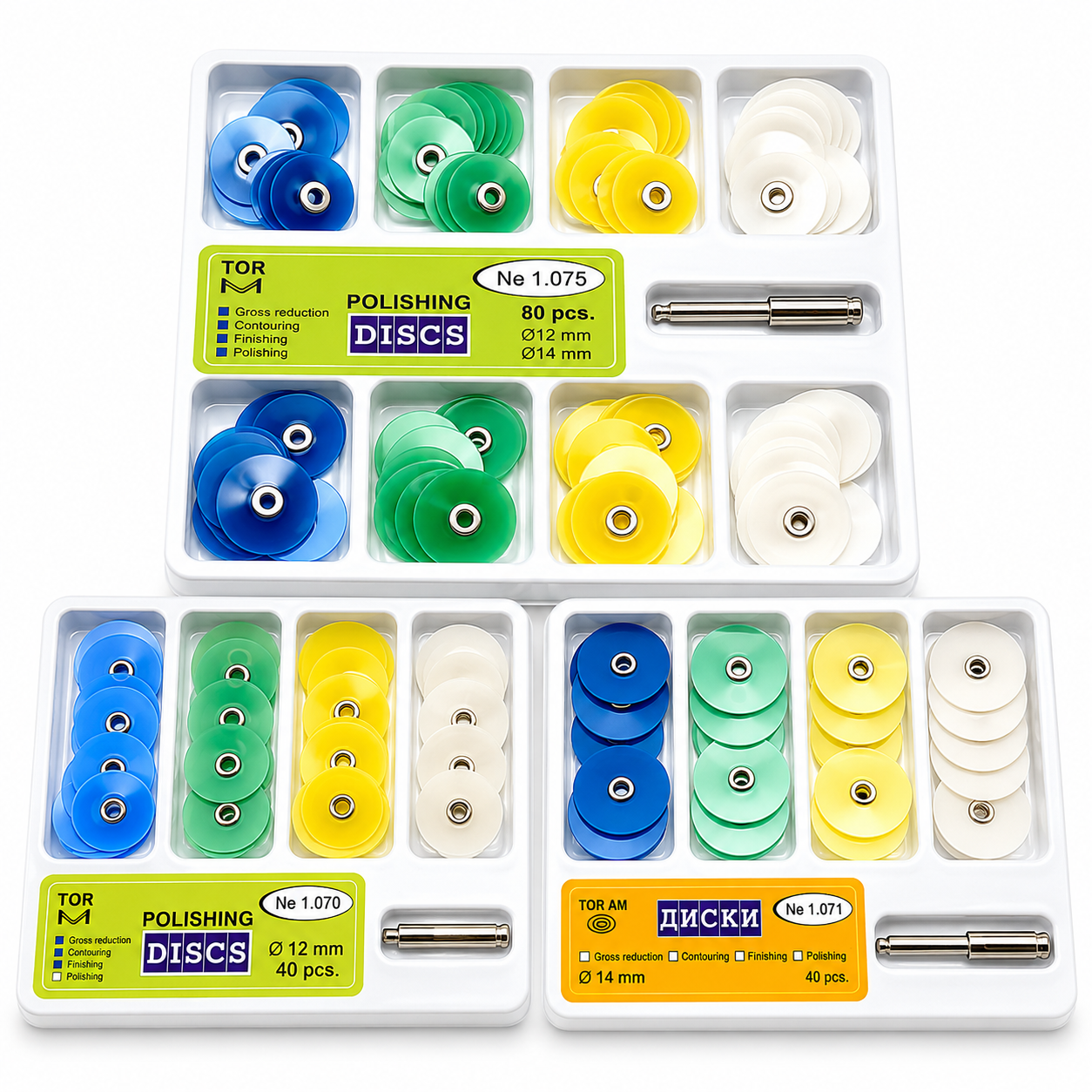 40/80Pcs Dental Composite Polishing Finishing Discs Kit with Mandrel | 12mm 14mm Gross Reduction Contouring Wheels